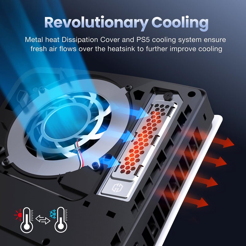 GRAUGEAR PS5 Pro/Slim SSD Heatsink Cover Set, Metal Heat Dissipation Cover, Copper Heat Pipe and Aluminum Fin for PS5 SSD Storage - Image 5